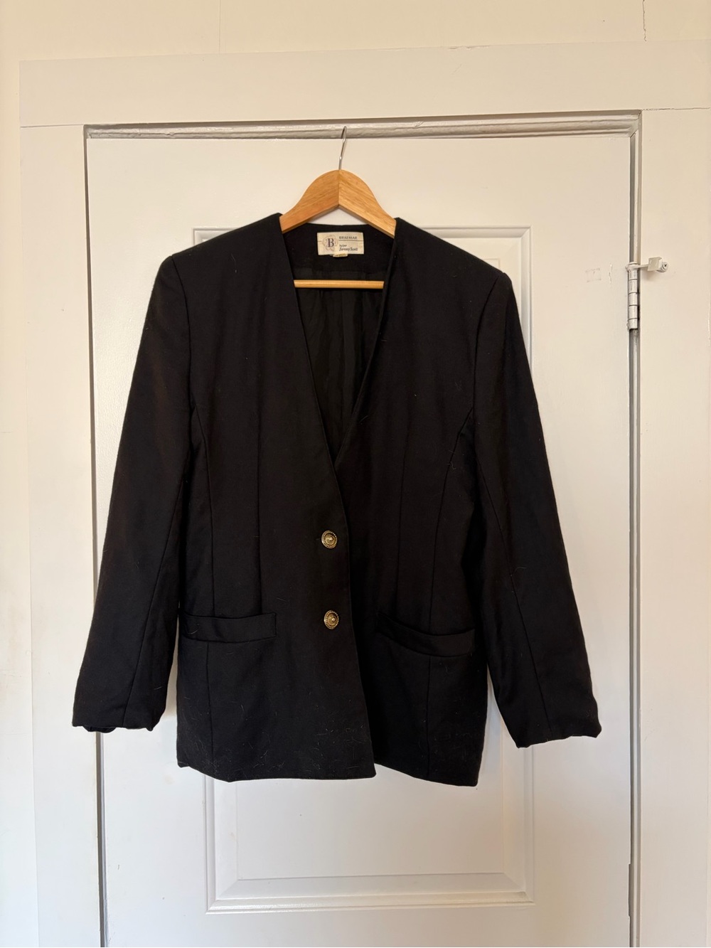 Pure Wool Black Women's Two-Button Tailored Blazer